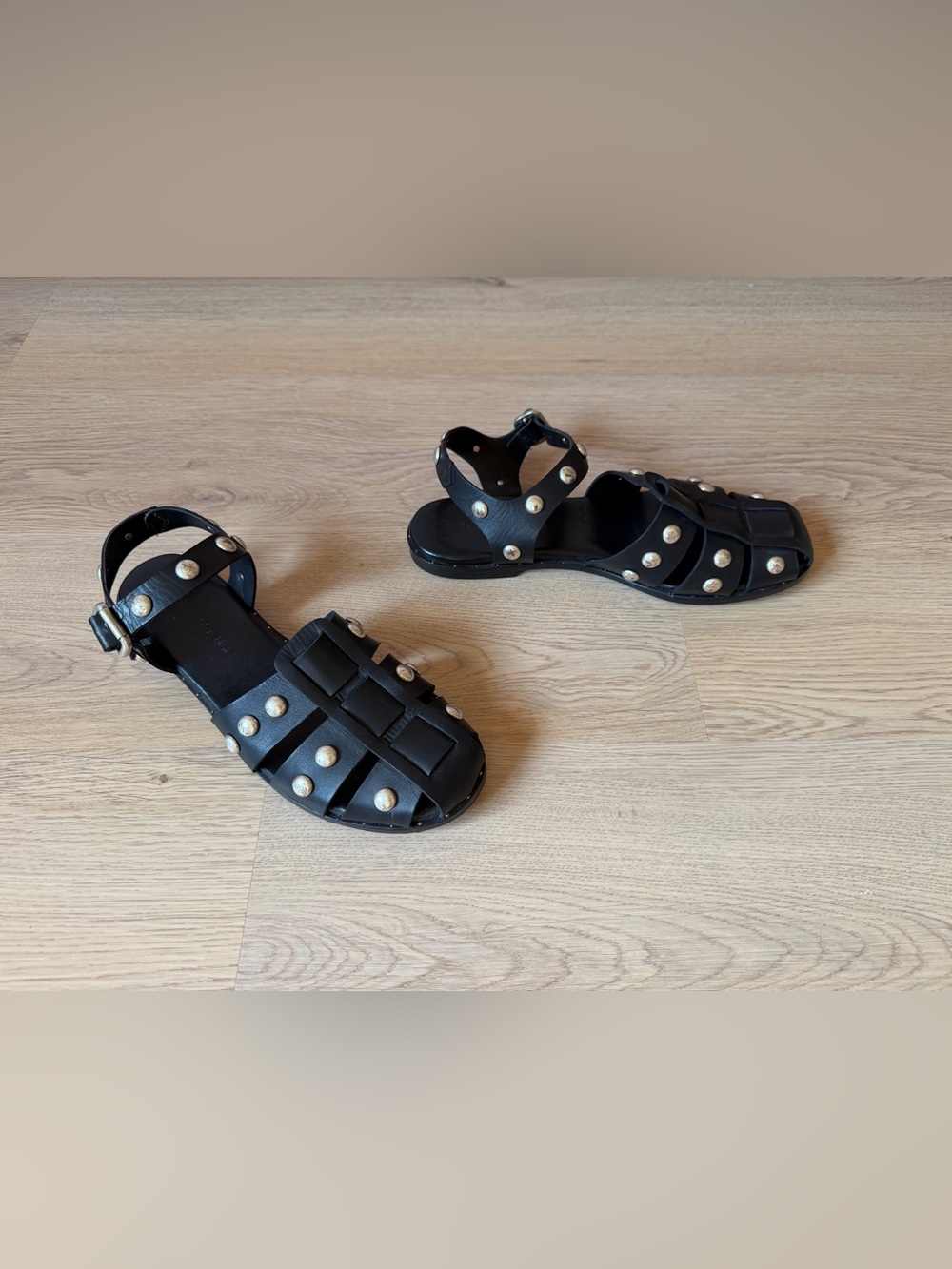 Freda Salvador Black Studded Leather Sandals